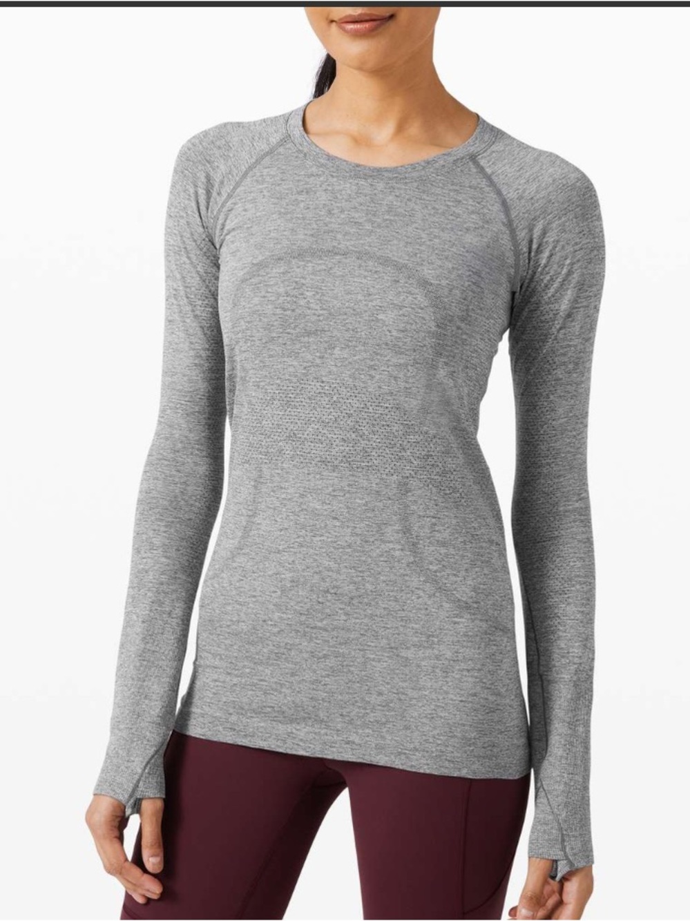 #898 Lululemon Swiftly Tech Long Sleeve 2.0 Slate White Gray Size 14